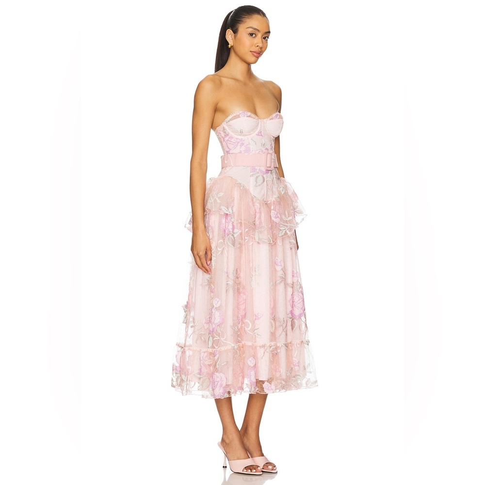 FOR LOVE & LEMONS Emmeline Embroidery Ruffle Midi Dress Size XS NWT - Picture 5 of 8